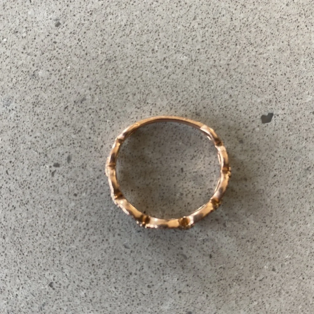 ROSE GOLD & pavè Diamonds ring diamond band chain link wedding 7 karat kt solid - Picture 5 of 10